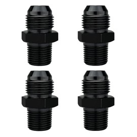 8AN Male Flare to 3/8" NPT Pipe Fitting Adapter Aluminum Straight Black, Pack of 4