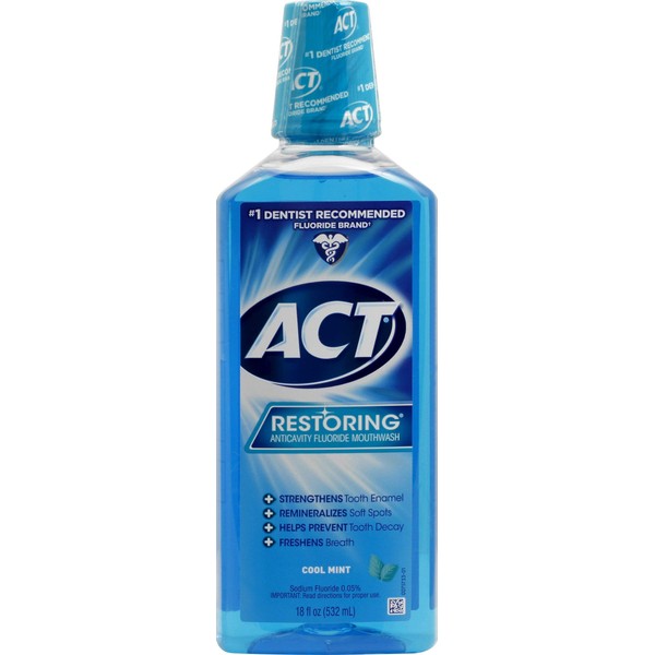 Act Restoring Anticavity Flouride Mouthwash, Cool Splash Mint, 18 oz