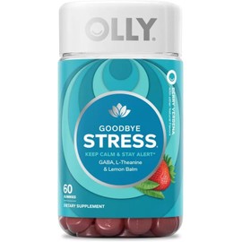 OLLY Goodbye Stress Gummy, 30 Day Supply (60 Gummies), Berry Verbena, GABA, L Theanine, Lemon Balm, Chewable Supplement
