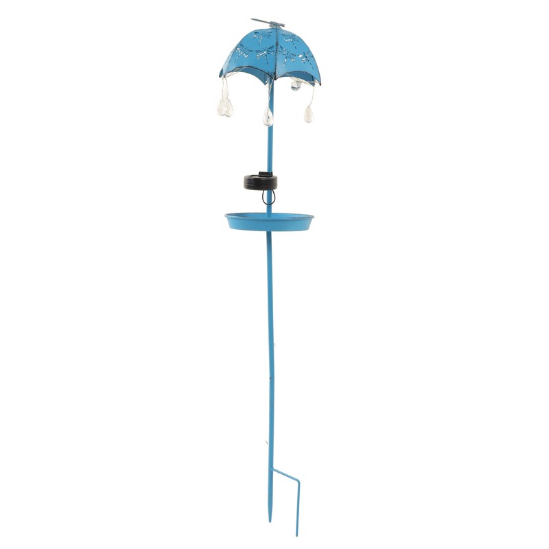 Solar Bird Feeder LED Floor Lamp with Feeding Tray Umbrella