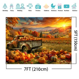 AIIKES 82.6x59 Inches Fall Photo Backdrop Autumn Pumpkin Patch Harvest Thanksgiving Backdrop XY200