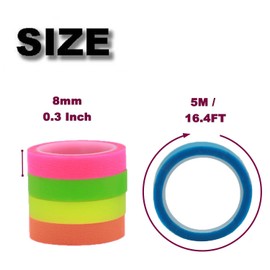5 Rolls Waterproof Colorful Transparent Sticker Self-Stick Notes Page Marking Sticker, Each Length 5M (8mm)