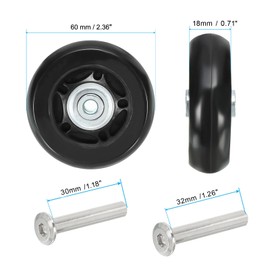 PATIKIL Replacement Luggage Suitcase Wheels Repair Kit, 60mmx18mm Wear-Resistant & Mute Swivel Caster Wheels