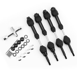 CVD Axles Driveshafts Upgrade Parts for Traxxas 1/10 Slash Rustler Stampede Hoss VXL 4X4 4WD,Replace #6852R#6851R (Black)