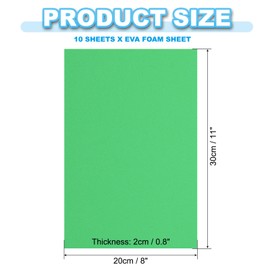 PATIKIL 10 Pcs Green EVA Foam Sheet, 12 x 8 Inch 2mm Thick Foam Sheets for Crafts DIY Project, 30 x 20cm