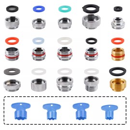 Hibbent 15pcs Faucet Adapter Kit,Brass Faucet Aerator Adapter Set Male Female  ,Hose