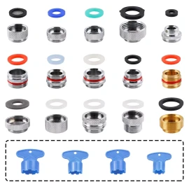 Hibbent 15pcs Faucet Adapter Kit,Brass Faucet Aerator Adapter Set Male Female  ,Hose