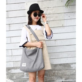 Ecohaso Women’s Hobo Bag, Canvas Handbag Crossbody Bag Beach Bag Simple Shoulder Bag Ladies Large Cotton Tote Handbag Girls Shopping Bag for Travel Daily (Grey)