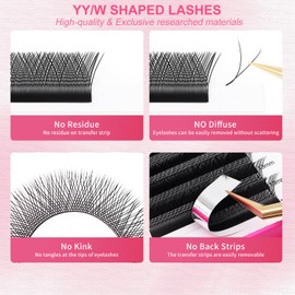 XIUSUZAKI XIUSUZAKI YY Lash Extensions Supplies Y Eyelash Extensions 0.07mm Thickness C Curl 11mm Premade Fans 4D Russian Volume Matte Black 12 Rows Crisscross Eye Lashes(YY-0.07-C,11mm)