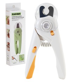 IPTPAS Pet Nail Clipper with Light for Cats & Small Dogs Puppies, Ultra Bright LED to Illuminate Nail Bloodline to Avoid Over Cutting, Extra-Sharp and Durable Cat Claw Trimmer with Nail File (White)