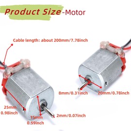 Ruimou 4Pcs 1V~6V 130 Micro DC Motor 17000-18000 RPM with Cable +72mm Mini Fan Blade Suitable for DIY Toys Science Experiments Mini Fan