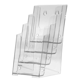 Marketing Holders Tri fold Holder Multi Tier Booklet Pamphlet Rack with 4 Pockets Clear Acrylic