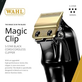 Wahl Profesional Cortadora de Cabello Profesional de Alto Rendimiento con Cable o Inalámbrica Magic Clip de 5 Estrellas, Modelo 3026432