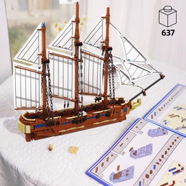 KAZI Ship Building Kit for Adults Kids,Sailing Adventure Toy Boat Building Blocks Set,Ship Model Home Decor,Fun Toy Gift for 8 9 10 11 12 Plus Year Old Boys and Girls