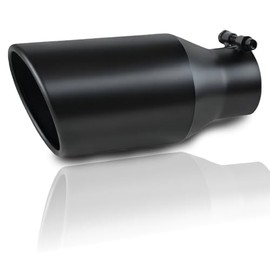 Mupera - Punta de escape de entrada de 2.5 pulgadas, salida de 4 pulgadas, recubrimiento de polvo negro de 9 pulgadas de largo para puntas de escape universales de 2.5 pulgadas de diámetro exterior