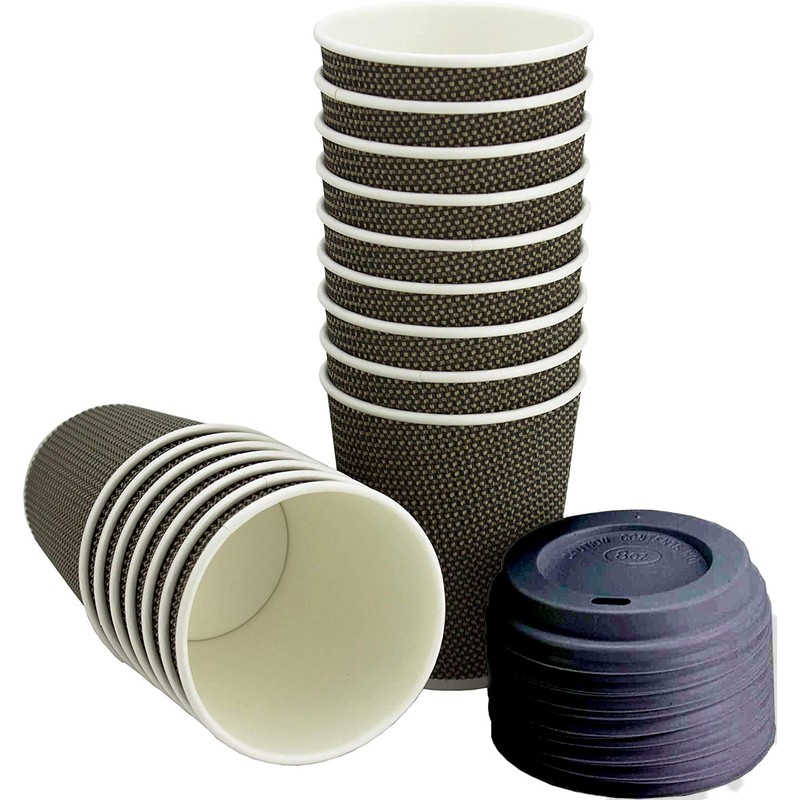 Signature Packaging Ripple Hot Cups with Lids for Coffee and