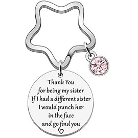 JETTOP Sister Gifts Sister Keyring Gifts for Sister from Sister Birthday Christmas Presents Punch Her Face