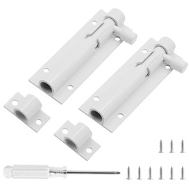 Biaungdo 4 Inch Slide Bolt Latch Lock, 2 Pack White Barrel Bolt Door Security Slide Latch Lock Aluminum Alloy Gate Sliding Locks Door Latch with Screws & Screwdriver