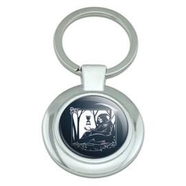 GRAPHICS & MORE Death Grim Reaper Waiting With Hourglass Keychain Classy Round Chrome Plated Metal