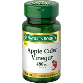 Nature's Bounty Apple Cider Vinegar 480mg Pills, Vegetarian Supplement Plant Based, 200 Tablets