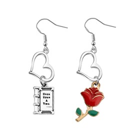 Beauty Beast Movie Inspired Earring Rose Belle Charm Jewelry for Princess Fans (Beauty Beast Rose Earrings)