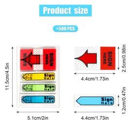 500pcs/5 Boxes Sign Here Tabs, Sign Here Flags Sign Here Label Stickers Message Flags Tag with Dispenser Arrow Tabs Sign Here Sticky Notes Easy to Post for Office School Notary Books