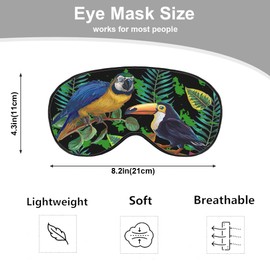 NOHSHE Tropical Birds Sleep Mask Eye Mask Plants Parrot Bright Leaves Colorful Bird Sleep Mask Light Blocking Adjustable Smooth Soft Eye Masks for Women Deep Rest Travel