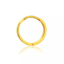 BestGoldShop 13mm Mens Single Huggie Hoop Earring with Secure Snap Bar Real 14K Yellow Gold