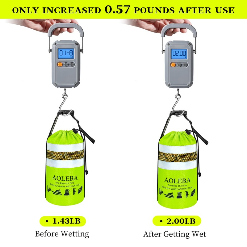 AOLEBA Water Rescue Throw Bag with 8MM Reflective Rope, 1900lbs