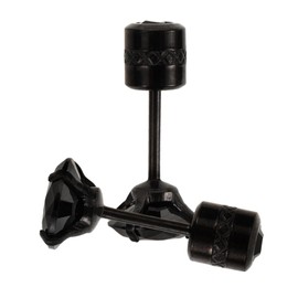 Healvian Fashion Zircon Stud Earrings for Men 2pcs Titanium Steel Round Earrings Small Punk Style Ear Jewelry for Daily Wear