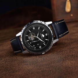 BISONSTRAP Leather Watch Band 23mm, Antique Watch Straps for Men, Supple and Breathable Calfskin, Black/Gold Buckle