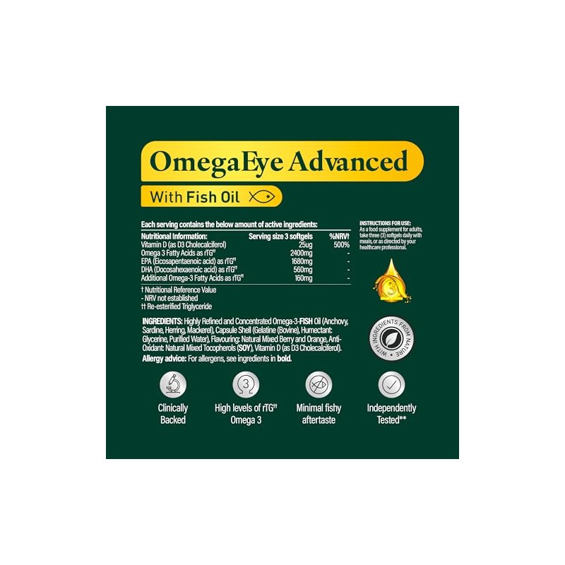 Eyetamins OmegaEye Advanced High-Strength Omega-3 with DHA & EPA for