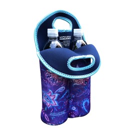 Koverz - #1 Neoprene Wine Carrier, Wine Tote, Double Bottle Carrier, 2-Bottle Wine/Water Bottle Carrier, Wine Bag - Violet Whimsy