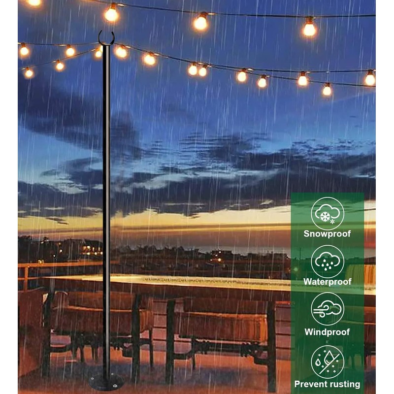 Tigerden 10ft String Light Poles for Soft Surfaces, Light Poles