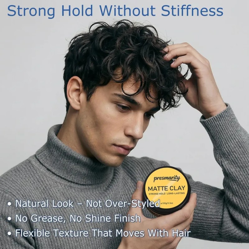 Arcilla Para El Cabello Presmarity Para Hombre, Fijación Fue