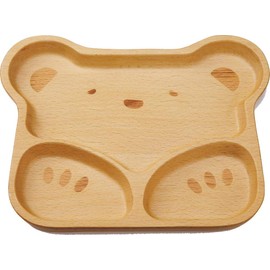 Alphax 905066 Children's Plate, Wood Grain 9.6 x 7.9 x 0.8 inches (24.5 x 20 x 2 cm), Beech, Kids Plate, Bear