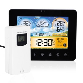 Wireless Weather Station with Outdoor Sensor, Weather Stations Indoor and Outdoor Temperature Wireless with Weather Forecast, Digital Colour Display, Wireless Weather Station with Weather Forecast