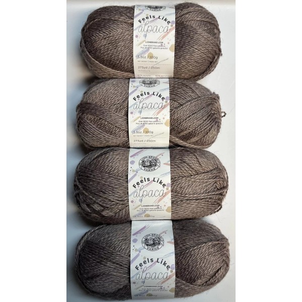 Lion Brand LOT of 4 FEELS LIKE ALPACA in TAUPE