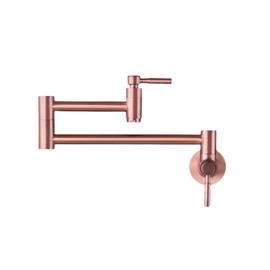Fonveth Pot Filler Copper Faucet Kitchen, Brass Pot Filler Wall-Mount Folding Stretchable Double Joint Swing Arm Single Hole Two Handle Kitchen Sink Pot Filler Faucet Rose Gold