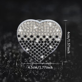 TOMALL Bling Car Engine Start Button Cover Diamond Interior Crystal Push Start Button Ring Cap Sparkly Accessory Heart Bling Ignition Button Rhinestone Emblem Decal Universal for Car (White&Black)