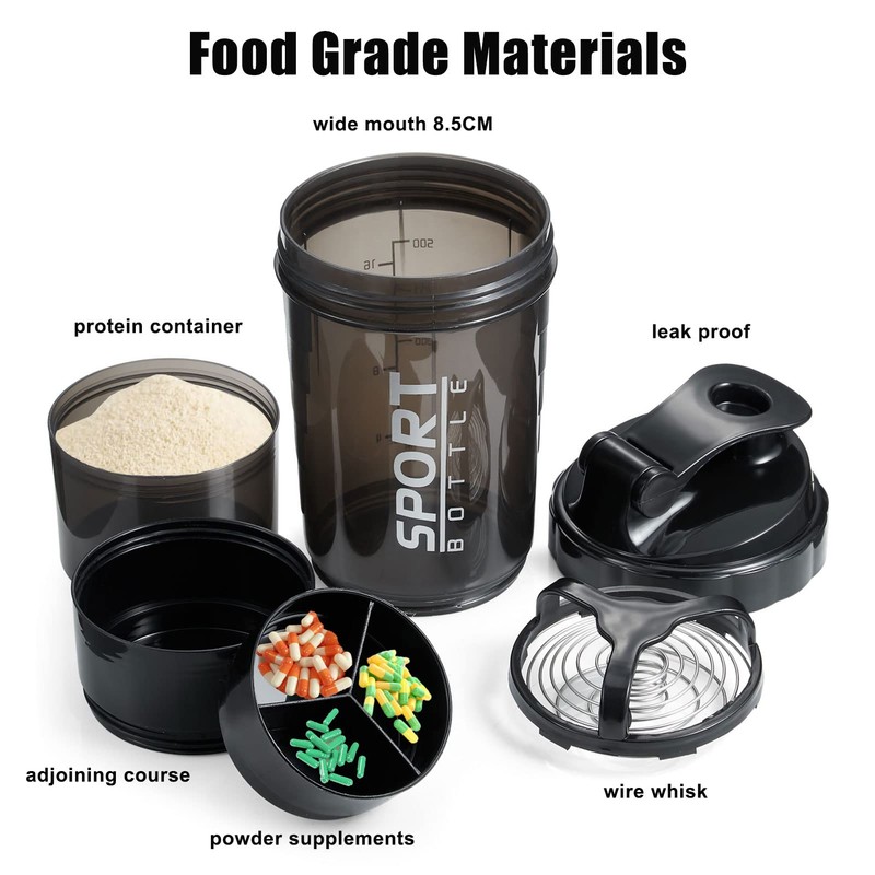 16 oz Shaker Water Bottle for Protein Mixes, Pre Workout