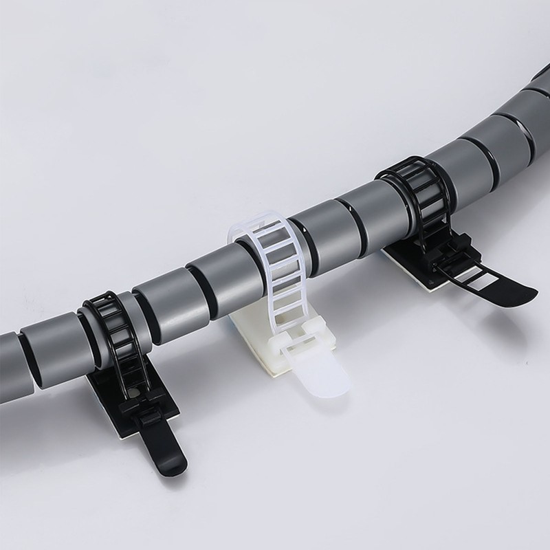 100Pcs Adhesive Cable Management Clips Adjustable Nylon Strap Ties Wire