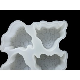 Fuehbur 【300+ Design Optional】 4 Cavity Highland Cow Shape Freshie Mold, Silicone Epoxy Resin Molds for Car Freshies, Aroma Beads, Soap Mold, Candle Mold, Pendant Mold-Oven Safe