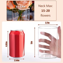 5 Inch Small Glass Cylinder Vases for Centerpieces | 12pcs Clear Flower Vase for Wedding Decorations, Floating Candle Vases in Bulk, Hurricane Candle Holders for Table, Home Décor