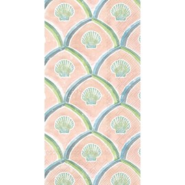 IHR Ideal Home Range Dinner Napkins Disposable 3-Ply Paper Hand Towels, 8.5" x 4.5", Watercolor Coast Shells, 16-Count