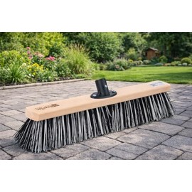 BawiTec OssiBlitz-broom, 50 cm wide/long with QuickFix handle holder without handle, broom handle, hard bristle mixture, street broom, garden broom, sweeping broom made of wood for outdoor use