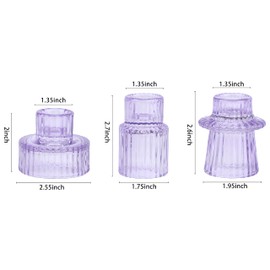 Vixdonos Taper Glass Candlestick Holders Tealight Candle Holders for Table Centerpieces, Wedding Decor and Dinner Party (6 Pcs, Purple)