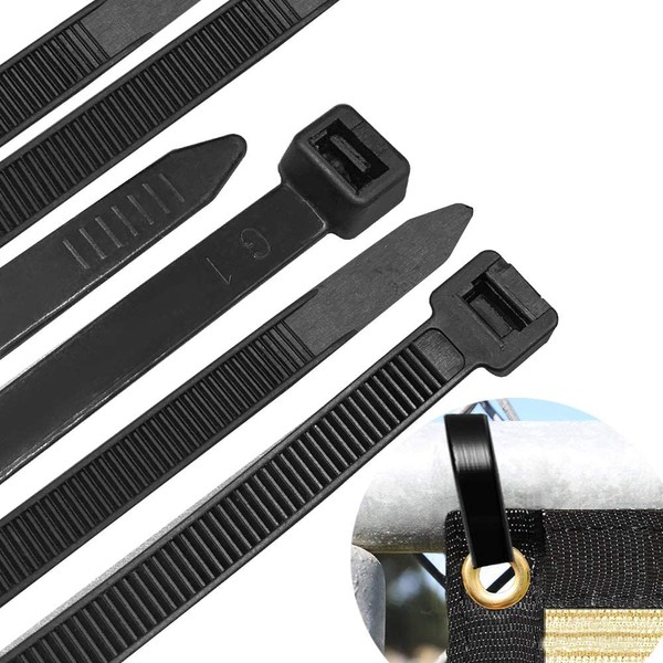 Cable Ties 650mm Large Weather Resistant Adjustable Inselock Indoor and Outdoor UV Resistant Tensile Strength 80kg Cable Ties Black (Pack of 40)