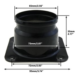 LUORNG 2PCS 3 Inch Black Duct Connector Flange Dryer Vent Wall Plate ABS Plastic Square to Round Straight Duct Plate for Air Heating Cooling Ventilation Exhaust Fan