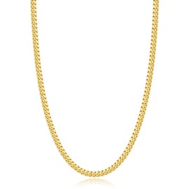 Eterjew Italian 3.5mm Solid 14k Plated Gold Chain Necklace for Men, Men's Cuban Link Chain Necklace for Men, Mens Chain 22 Inch